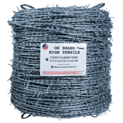 15 ga 2 point  5" Class 3 OK Brand High Tensile Barbed Wire